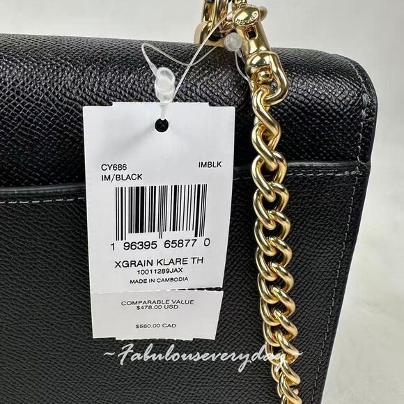 Coach Klare Top Handle Bag Crossbody In Crossgrain Leather/Gold/Black CY686 NWT - Picture 5 of 9